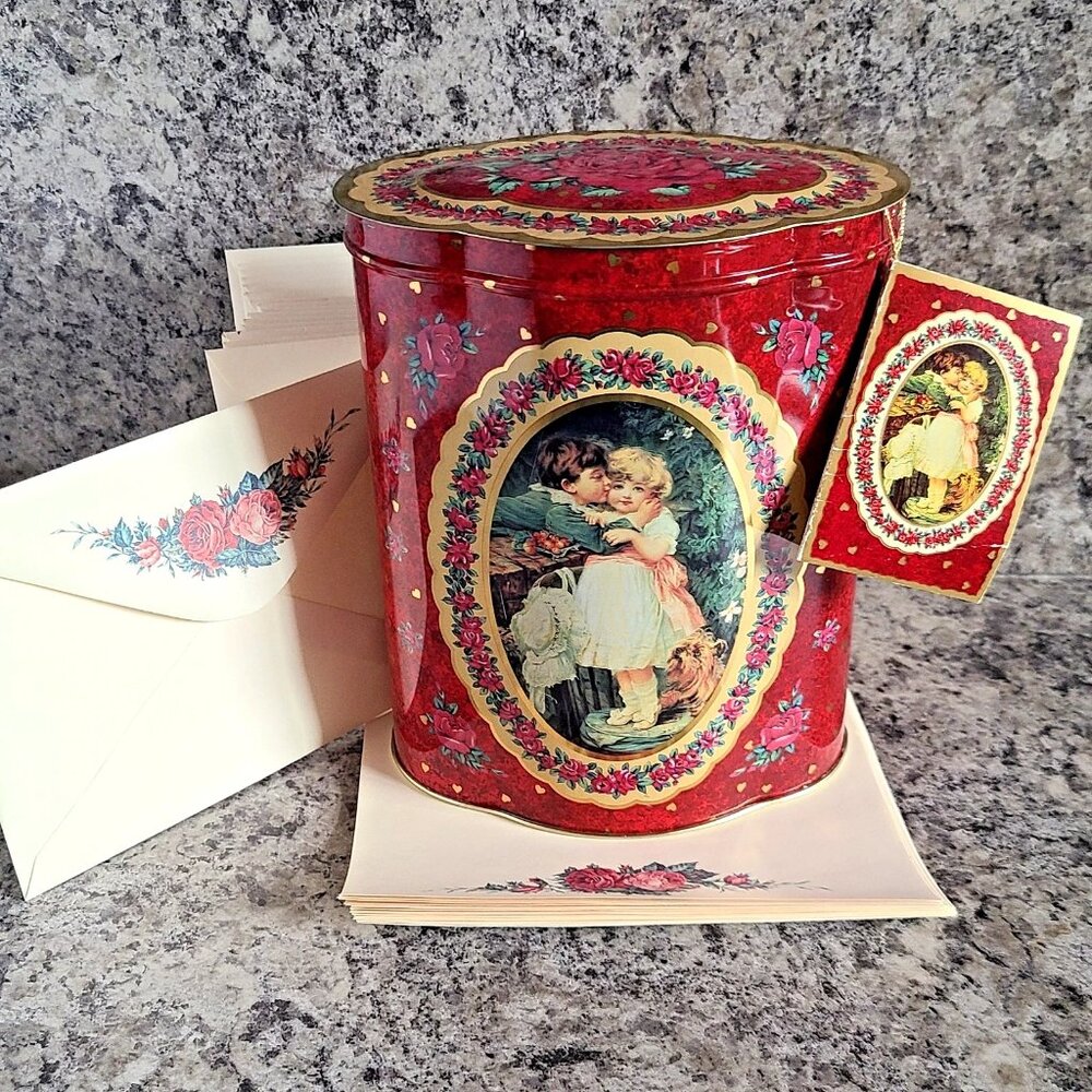 Vintage Victorian Tin + Stationery & Envelopes